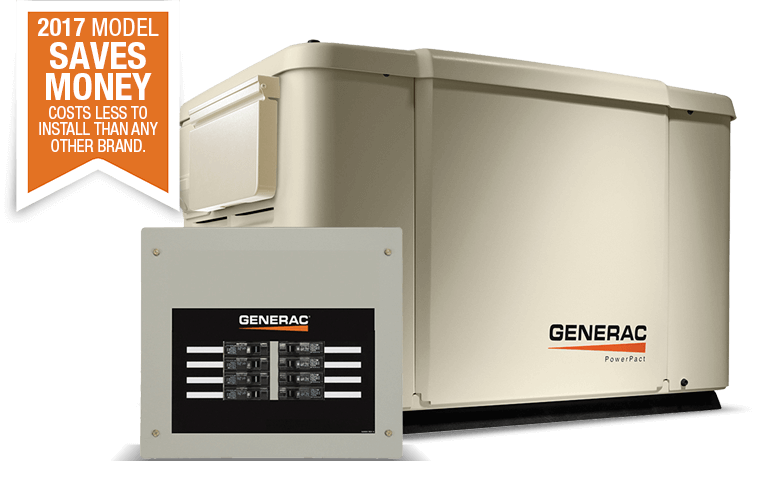 2017 PowerPact 7.5kW Home Backup Generator with 8-circuit Transfer Switch
